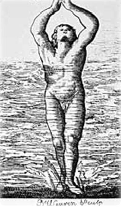 Őskori úszók Thevenot 1696 „Úszás művészete képekkel ábrázolva és utasítások a hasznos fürdőzéshez”