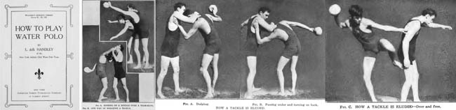 Louis de Breda Handley 1910-ben kiadott könyvének címlapja, és a páros szituációkat ábrázoló képei. A képeken az 1:1 elleni küzdelmet mutatják be szárazföldön