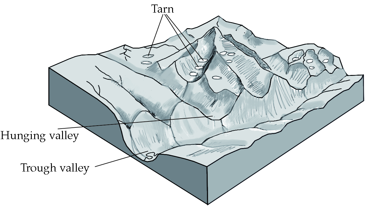 Generalized block diagram of postglacial landforms