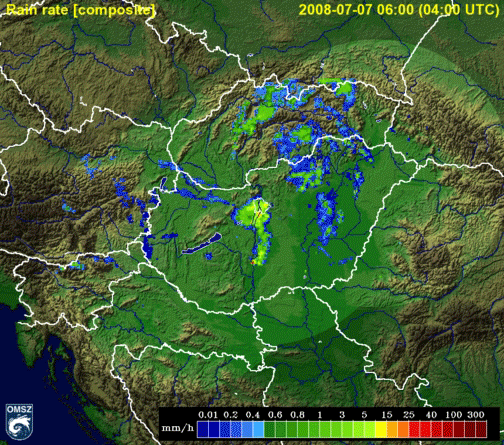The intensity of rainfall in the Carpathian Basin during the passage of a cold front source: Hungarian Meteorological Survey