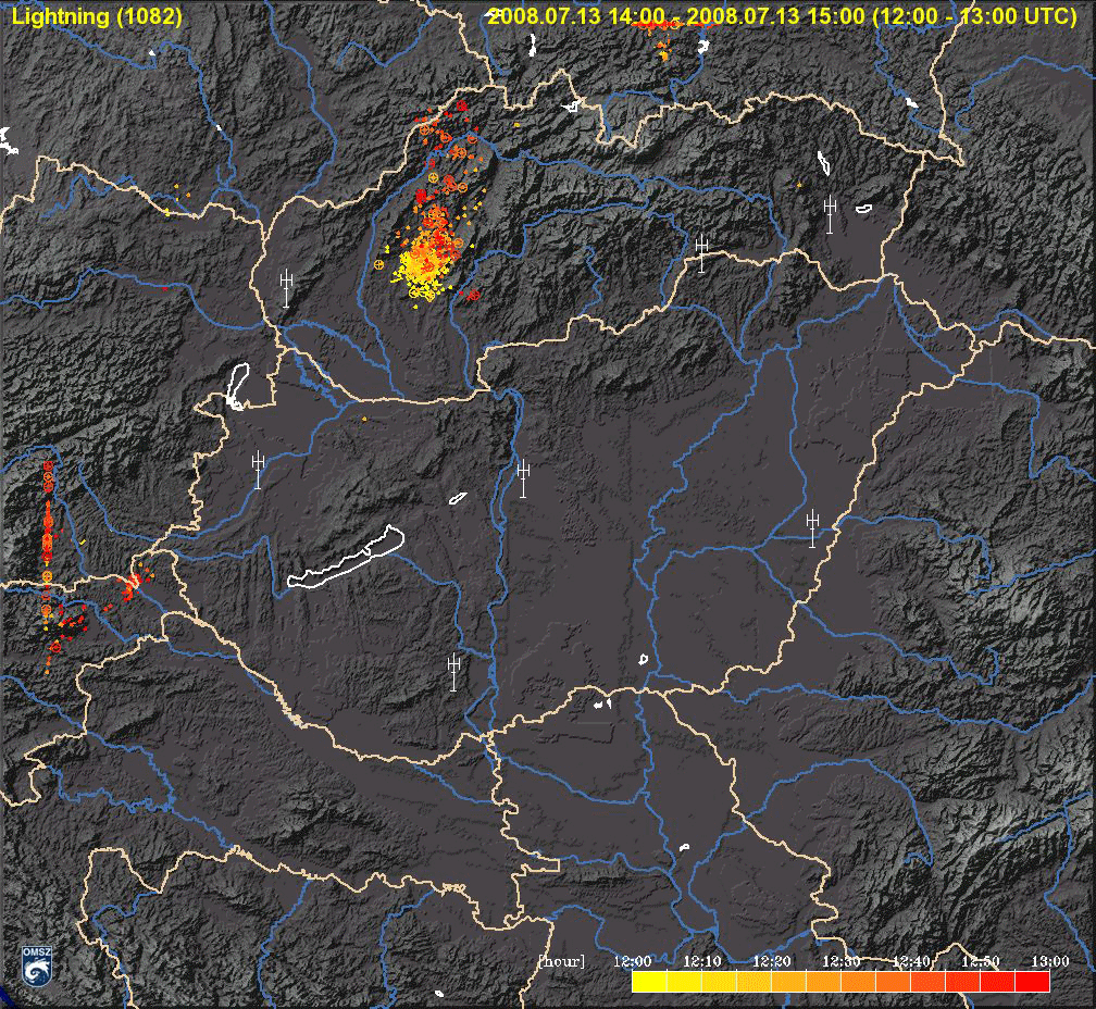 Lightning flash related to a cold front above Transdanubia source: Hungarian Meteorological Survey